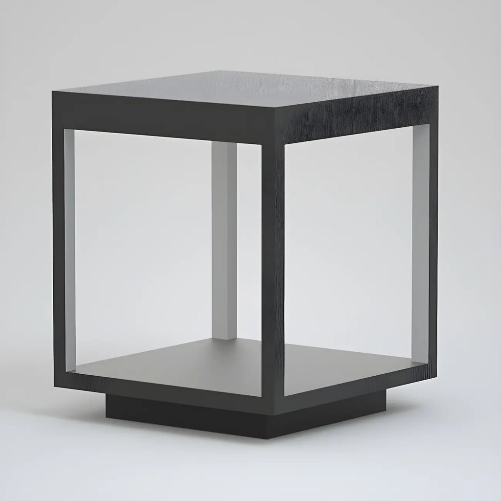 Lampe d'ambiance pour poteau en métal noir à cube ouvert