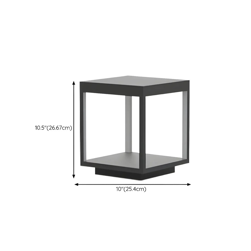 Lampe d'ambiance pour poteau en métal noir à cube ouvert