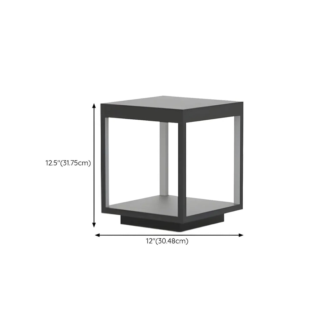 Lampe d'ambiance pour poteau en métal noir à cube ouvert