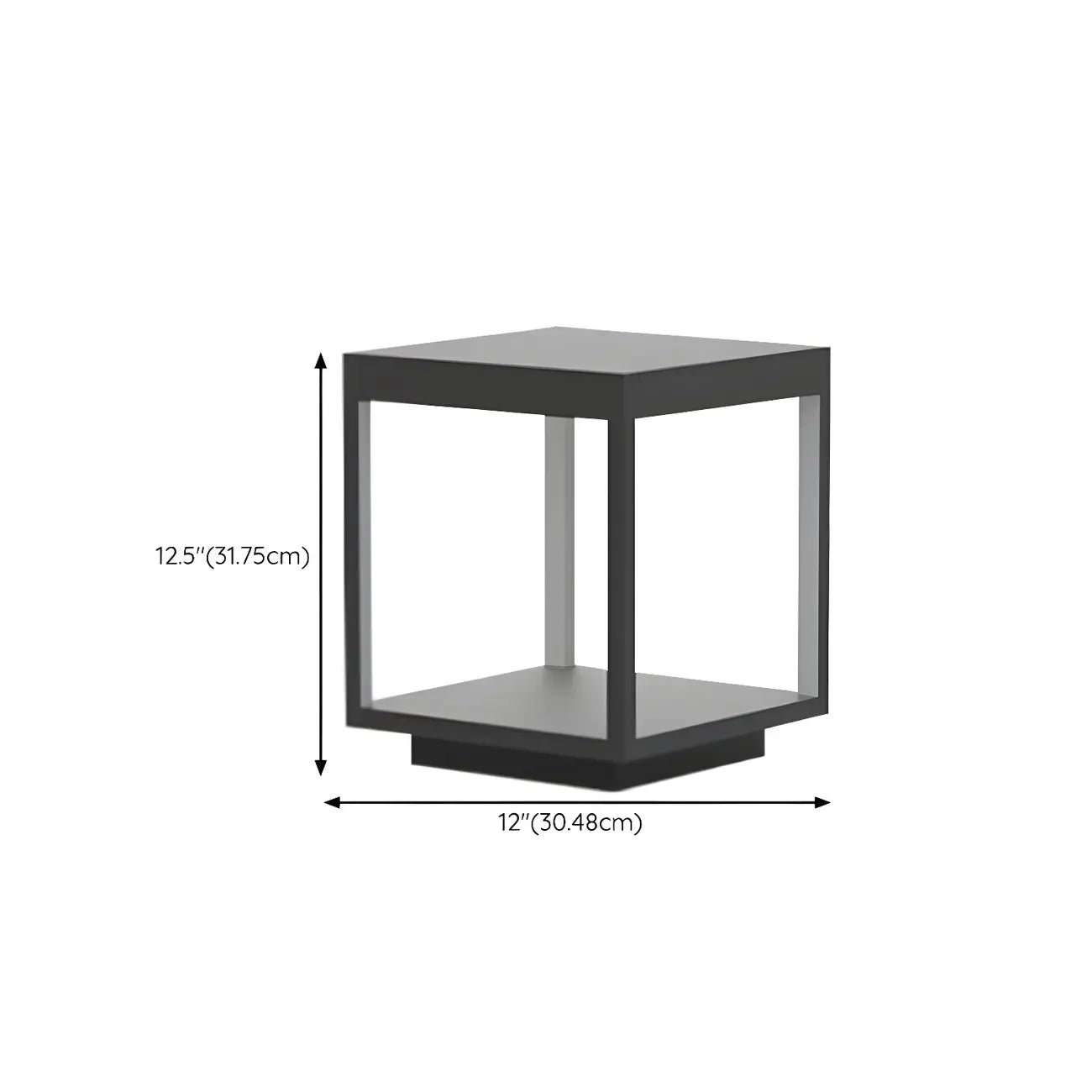Lampe d'ambiance pour poteau en métal noir à cube ouvert