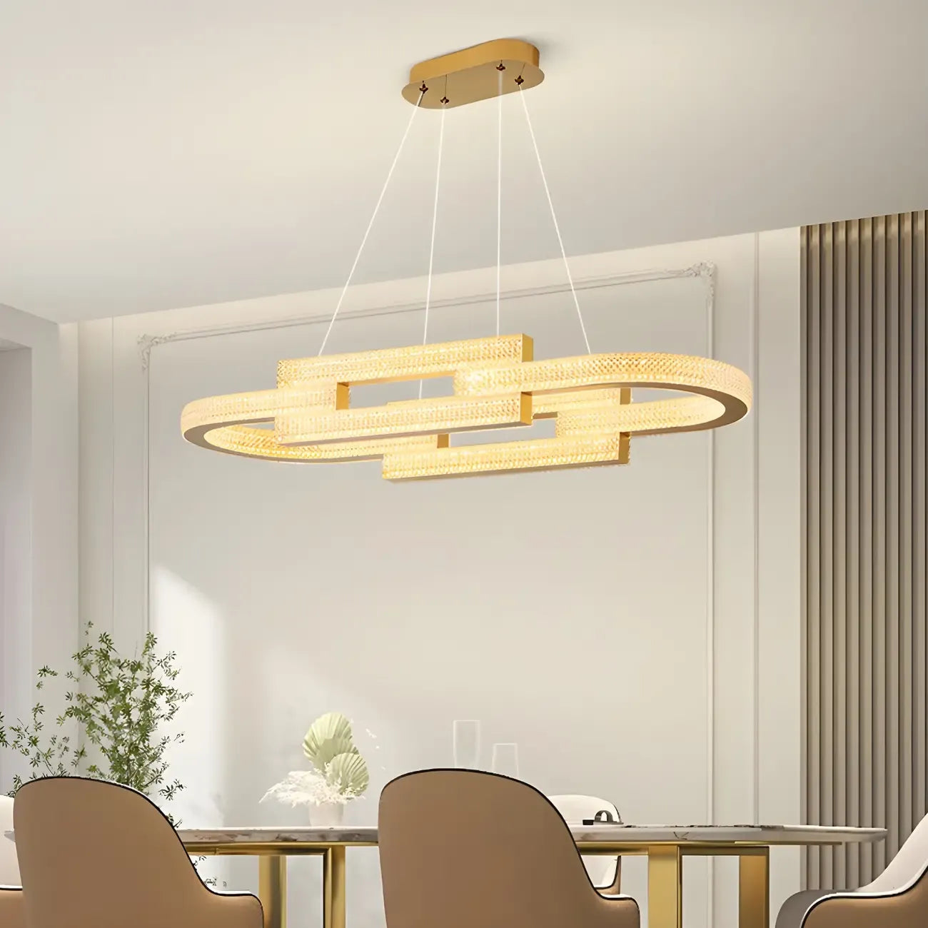 Suspension ovale dorée moderne et artistique pour cuisine