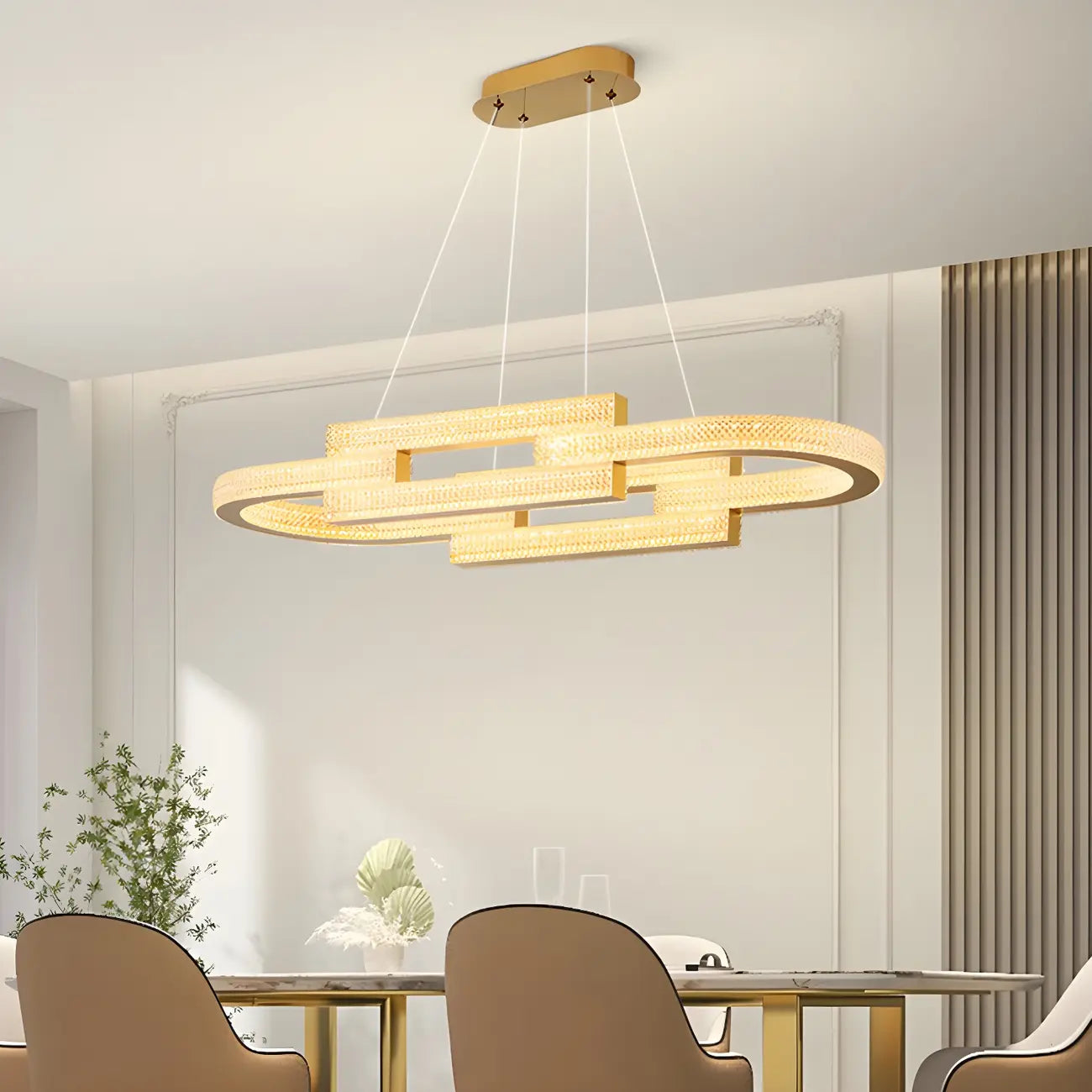 Suspension ovale dorée moderne et artistique pour cuisine