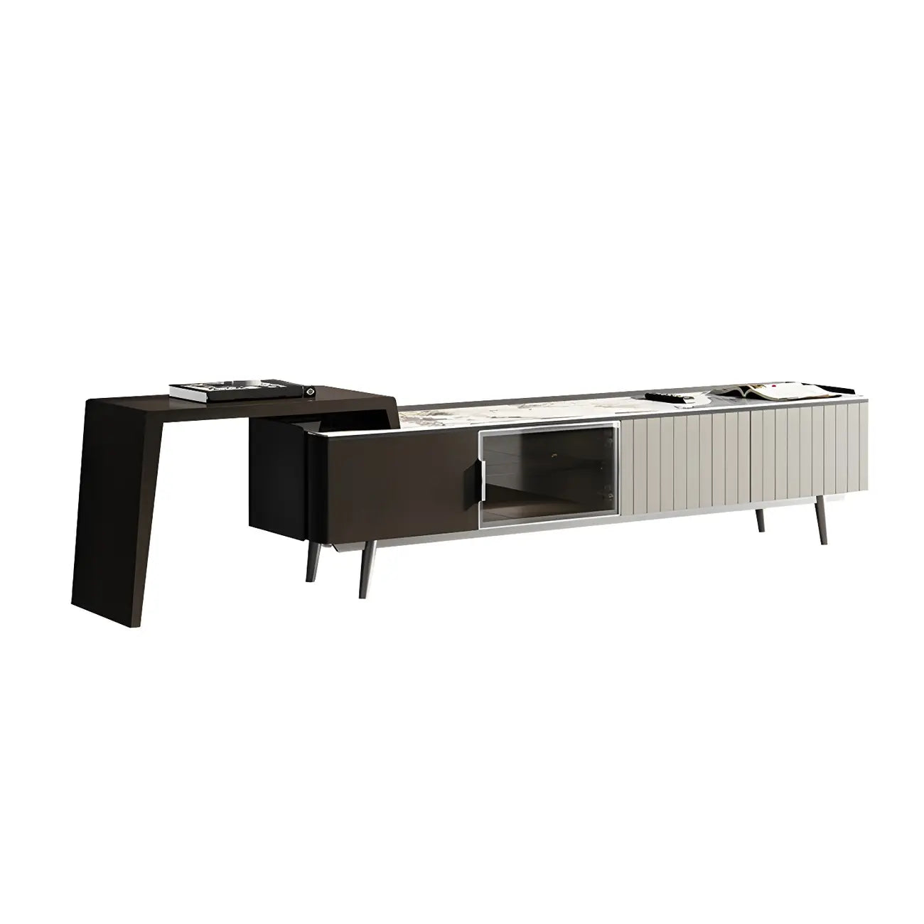 Mobile TV 71 Black Stone Side Extension Storage con cassetti