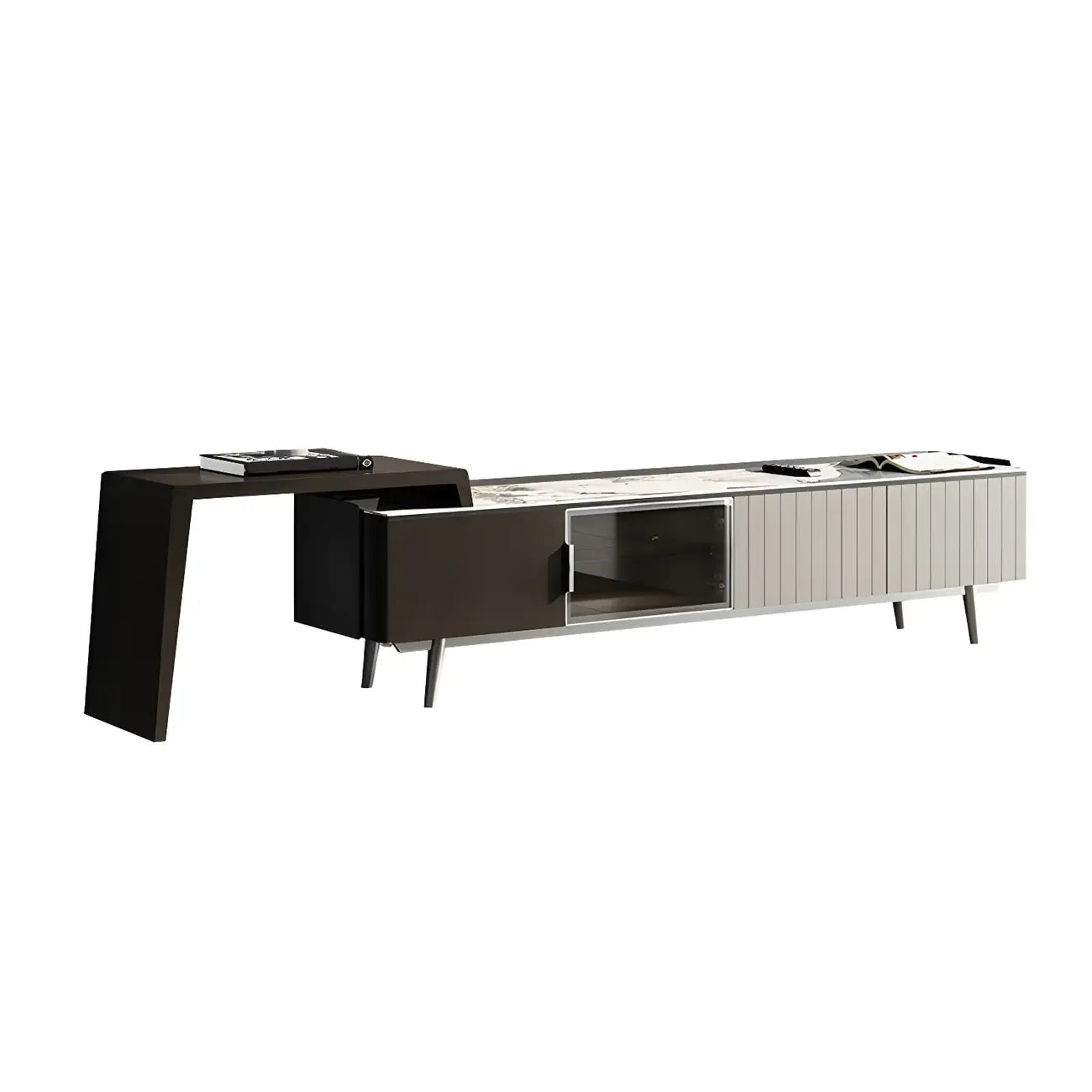 Mobile TV 71 Black Stone Side Extension Storage con cassetti