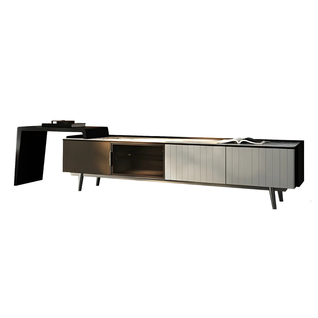 Mobile TV 71 Black Stone Side Extension Storage con cassetti
