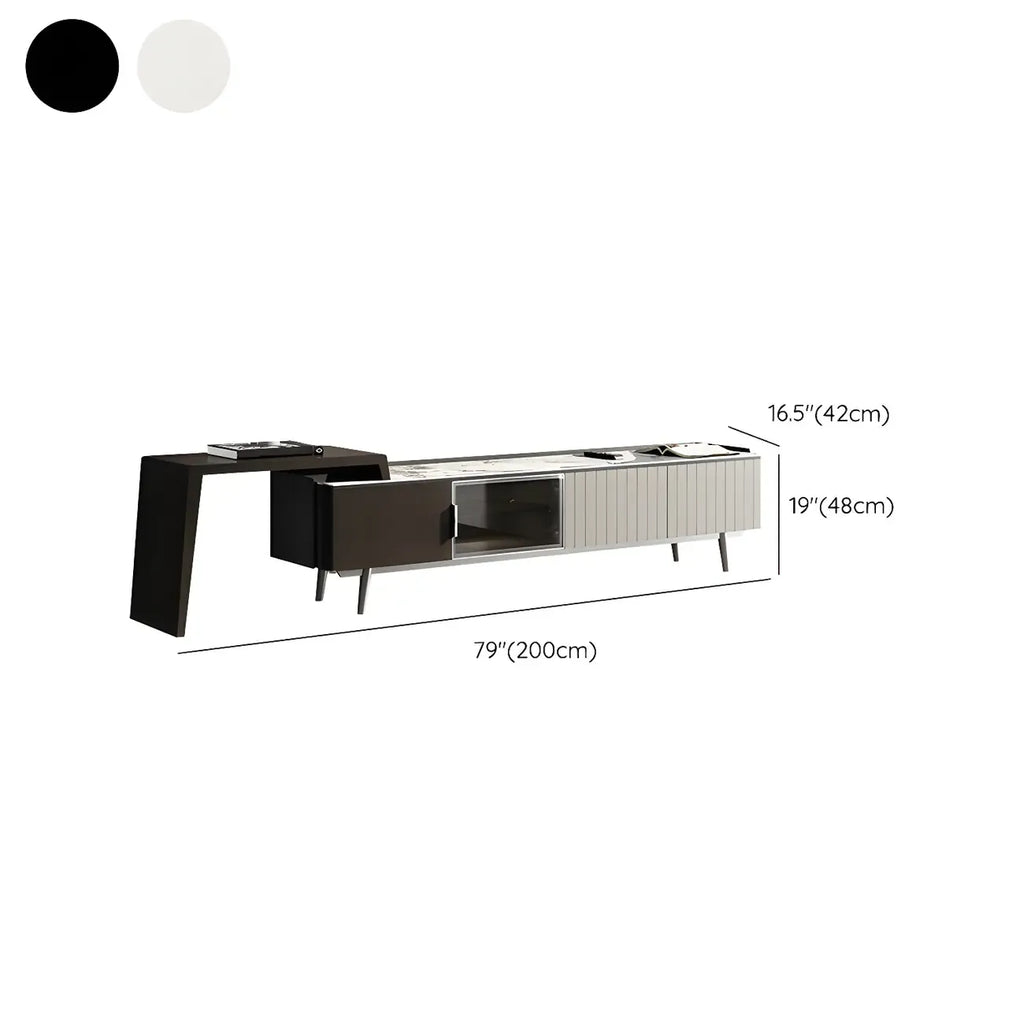 Mobile TV 71 Black Stone Side Extension Storage con cassetti