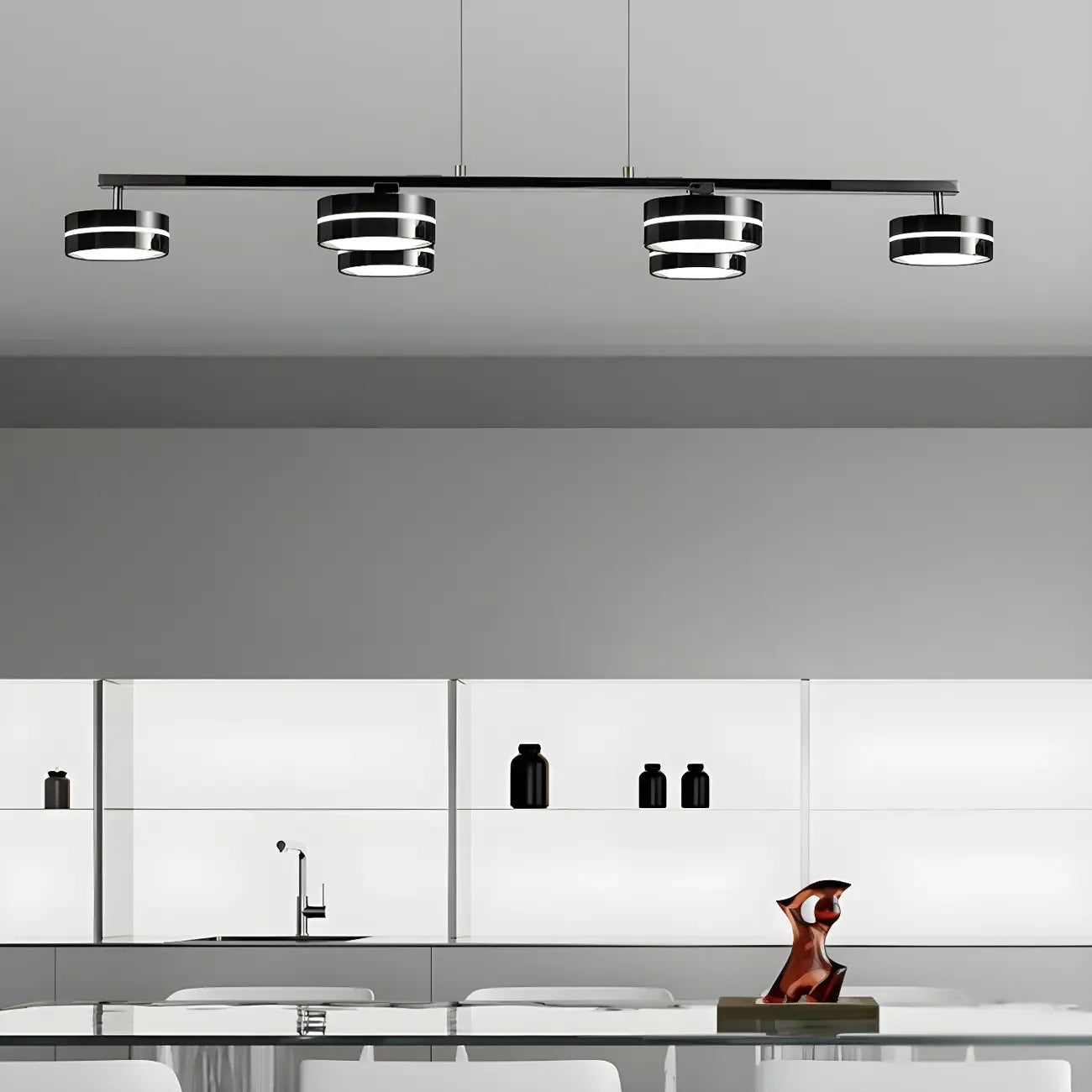 Suspension LED moderne à intensité variable avec télécommande pour îlot de cuisine
