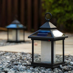 Lampe de poteau en métal en forme de maison avec poignée et interrupteur