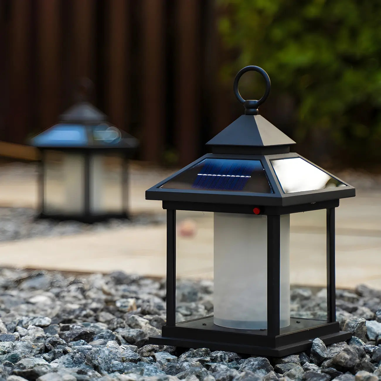 Lampe de poteau en métal en forme de maison avec poignée et interrupteur