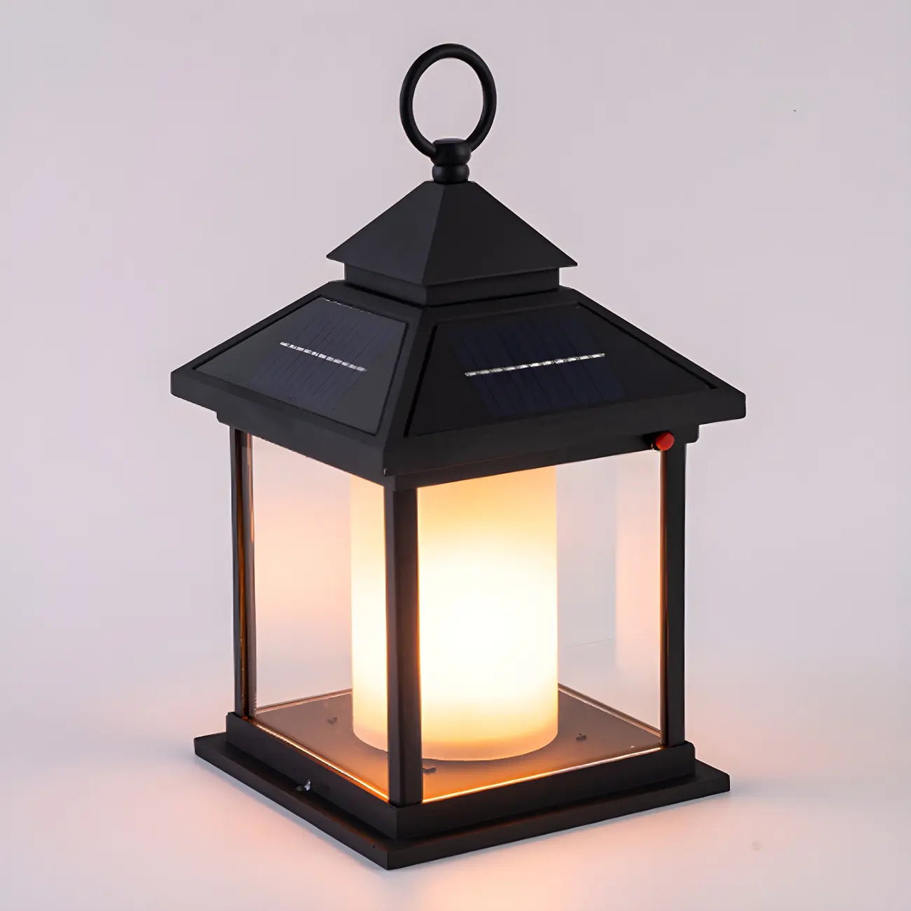 Lampe de poteau en métal en forme de maison avec poignée et interrupteur