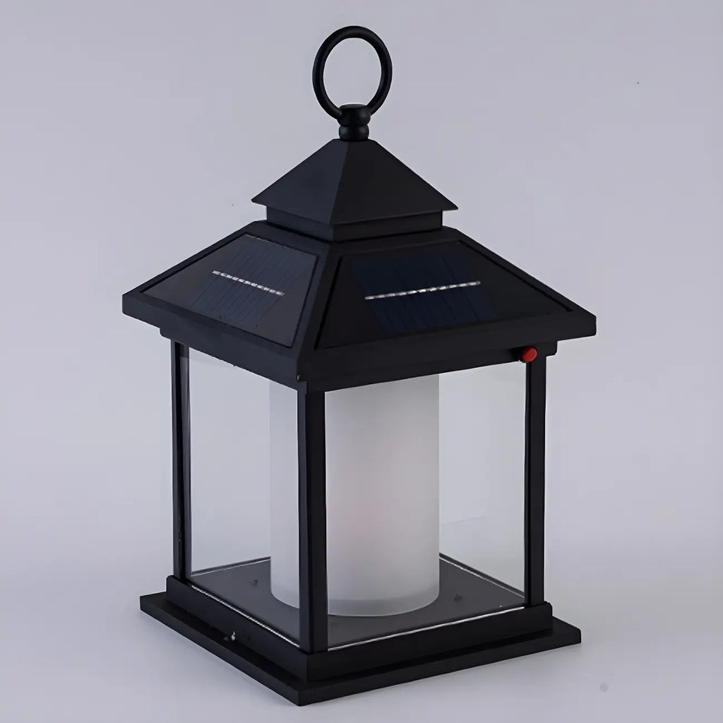 Lampe de poteau en métal en forme de maison avec poignée et interrupteur