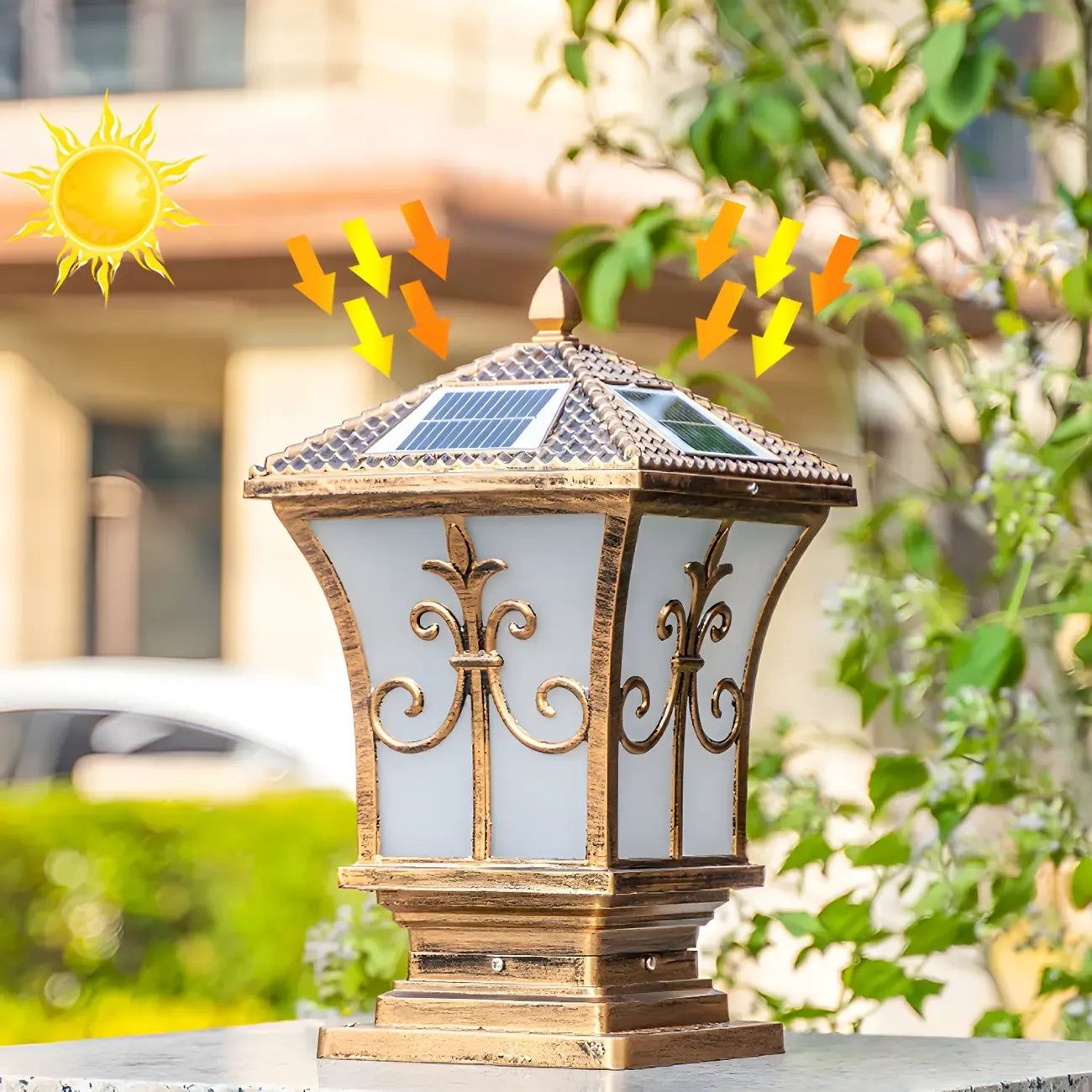 Lampes solaires d'extérieur vintage en bronze