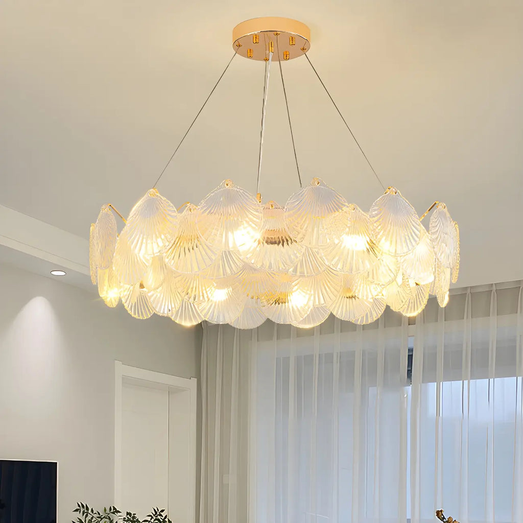 Lustre moderne en coquillage doré pour salon