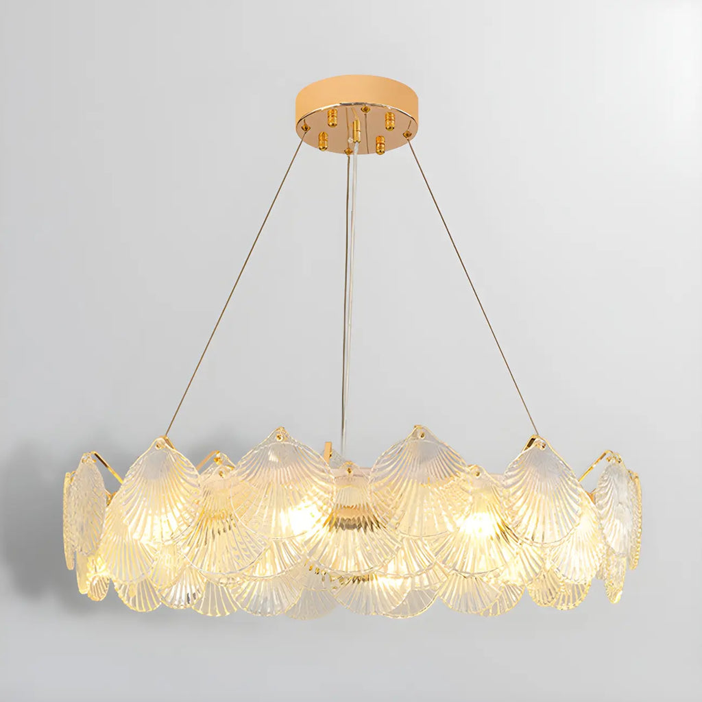 Lustre moderne en coquillage doré pour salon