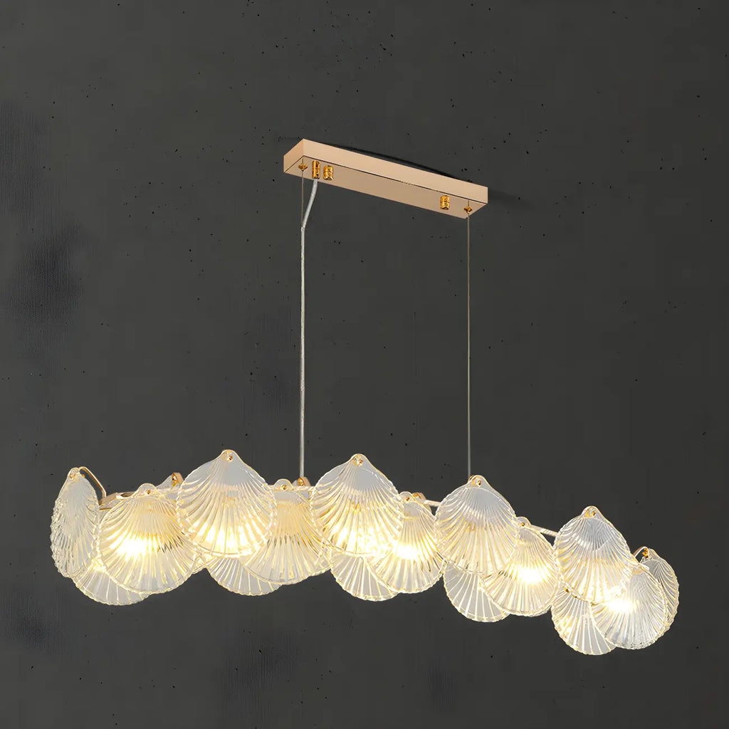 Lustre moderne en coquillage doré pour salon