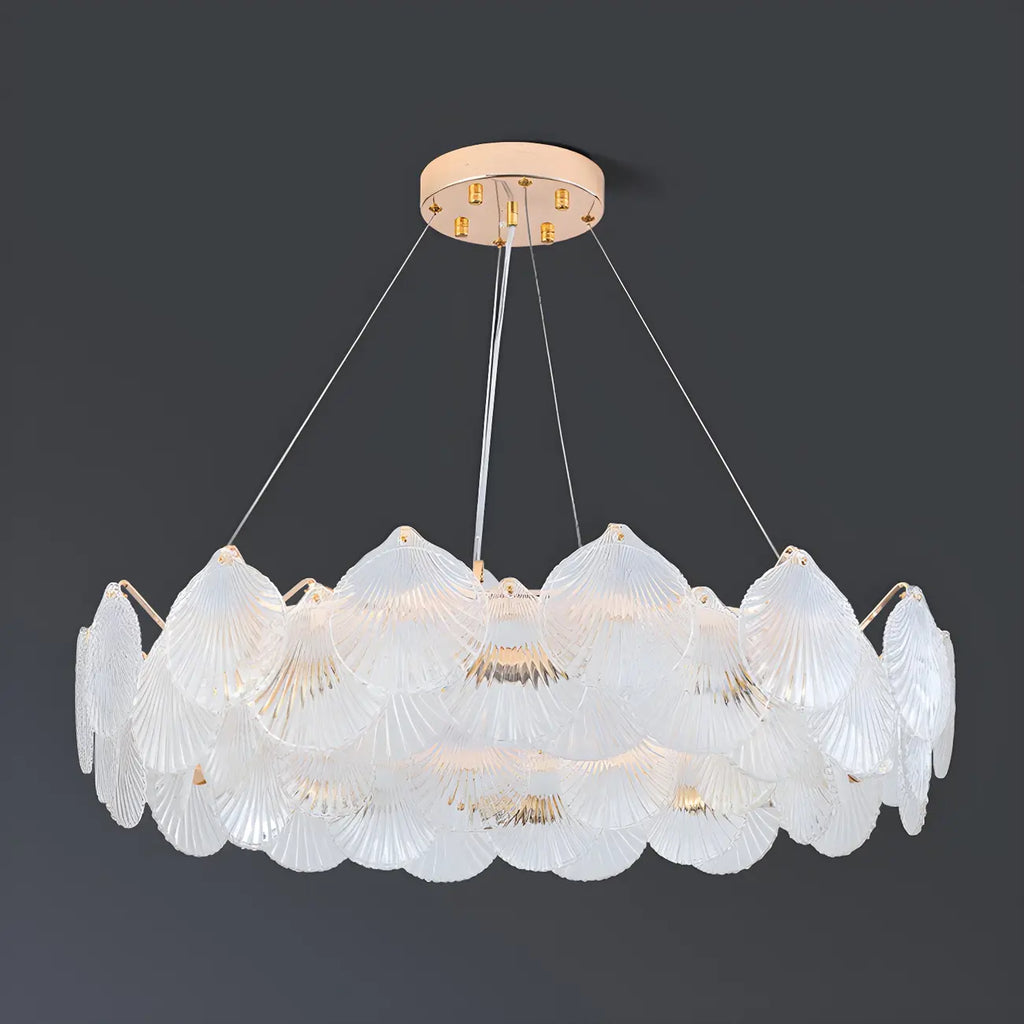 Lustre moderne en coquillage doré pour salon