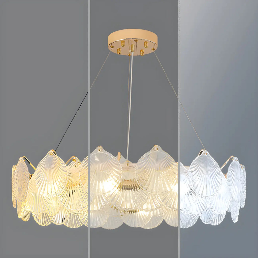 Lustre moderne en coquillage doré pour salon