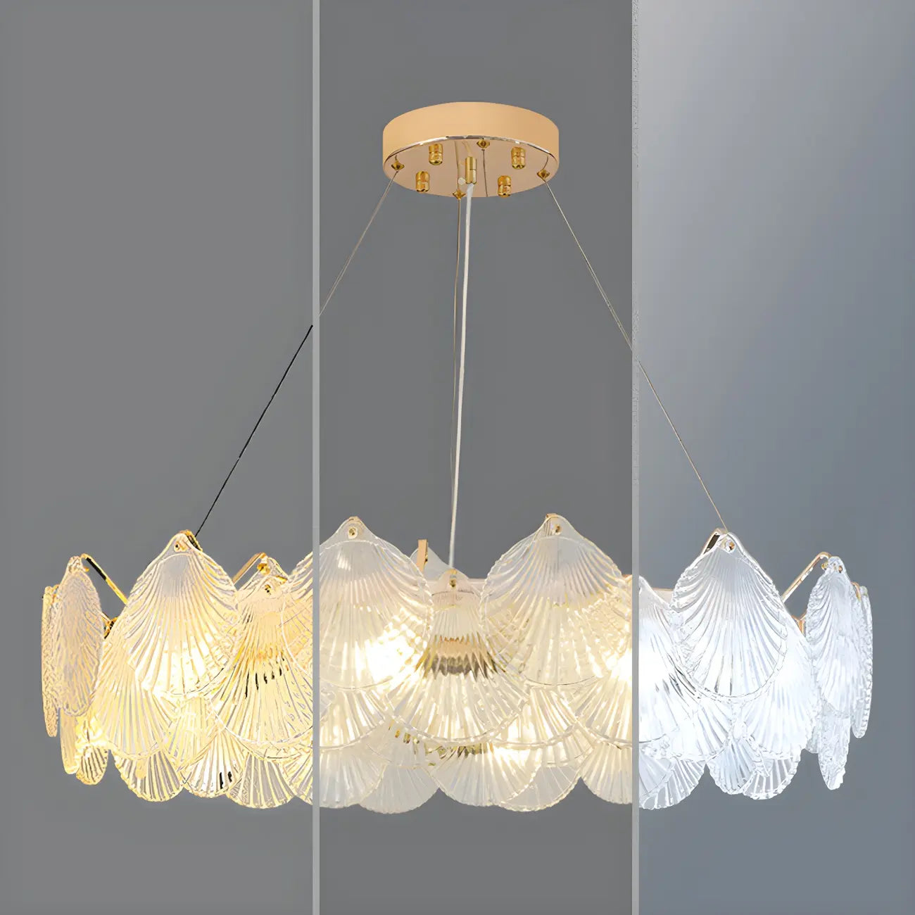 Lustre moderne en coquillage doré pour salon