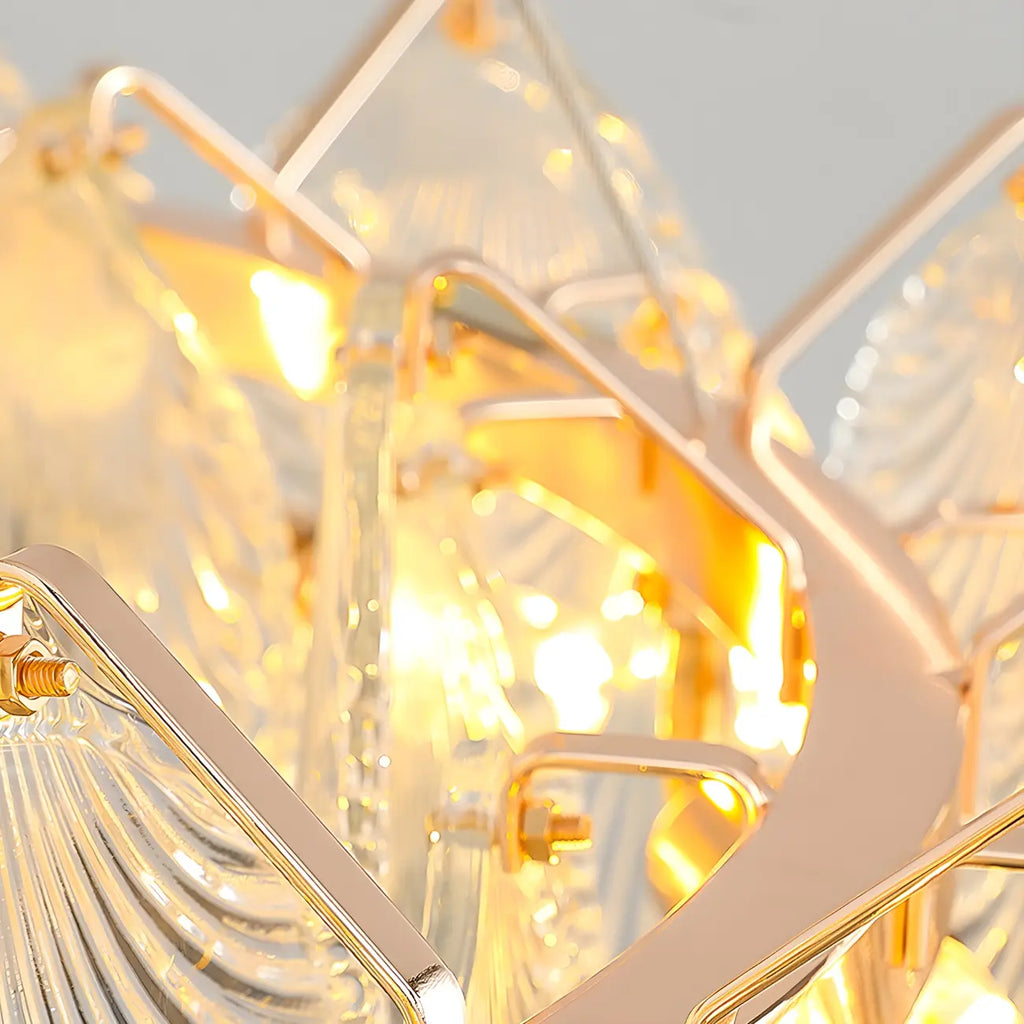Lustre moderne en coquillage doré pour salon
