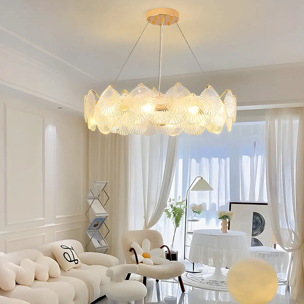 Lustre moderne en coquillage doré pour salon