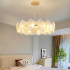 Lustre moderne en coquillage doré pour salon