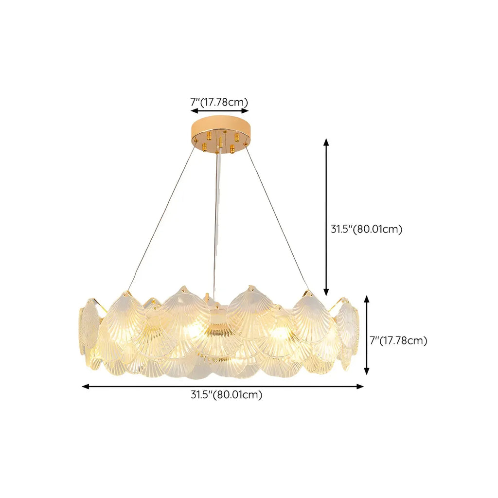 Lustre moderne en coquillage doré pour salon