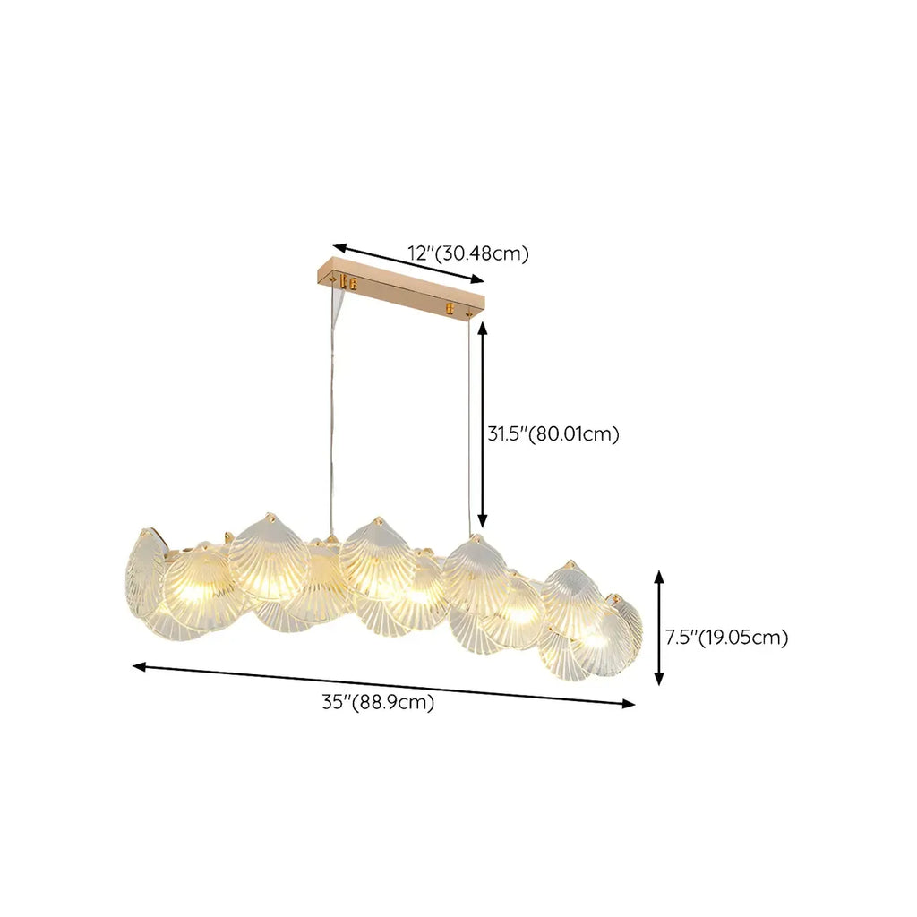 Lustre moderne en coquillage doré pour salon