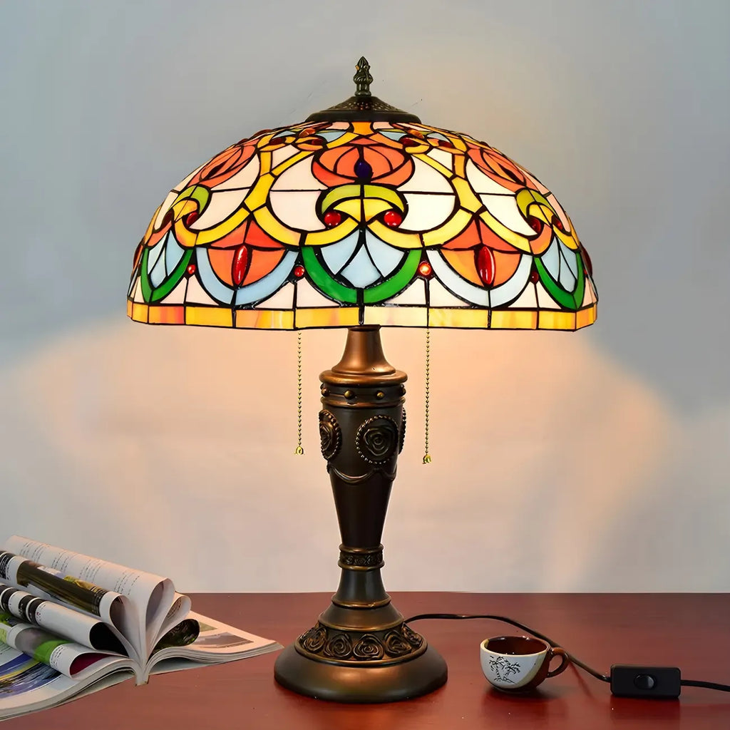 Lampe de table HomeyFad à 2 lumières avec dôme en verre et acier inoxydable de style vintage