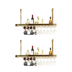 Porte-bouteilles moderne en métal doré avec support à verres