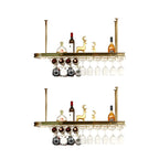 Porte-bouteilles moderne en métal doré avec support à verres
