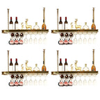 Porte-bouteilles moderne en métal doré avec support à verres