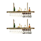 Porte-bouteilles moderne en métal doré avec support à verres