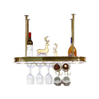 Porte-bouteilles moderne en métal doré avec support à verres