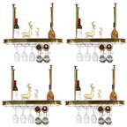 Porte-bouteilles moderne en métal doré avec support à verres