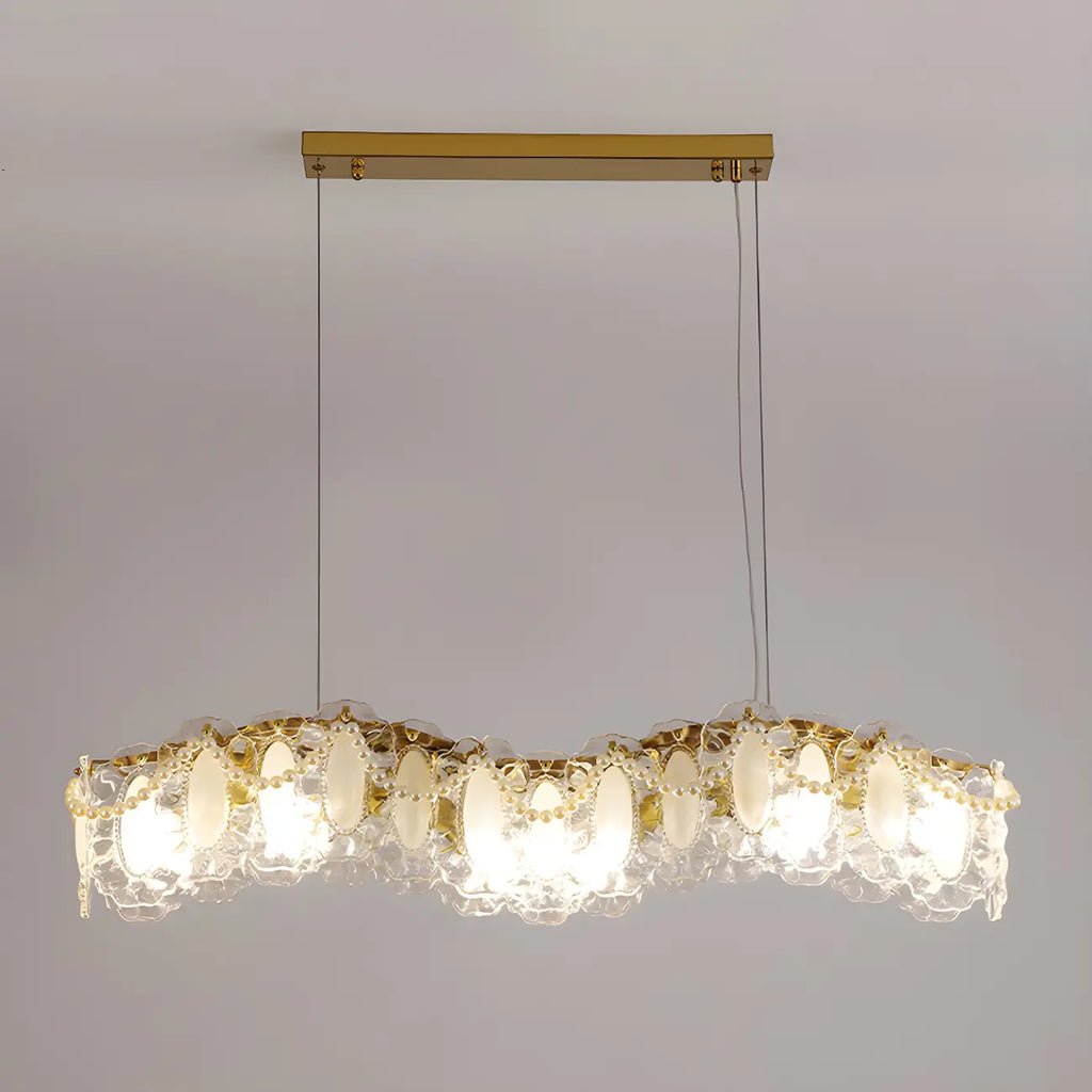 Suspension géométrique en cristal clair pour îlot lumineux