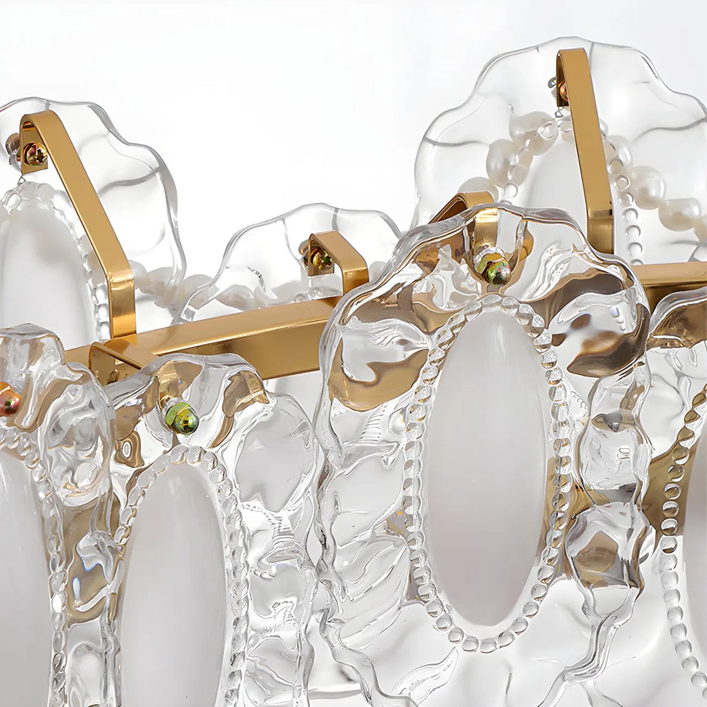 Suspension géométrique en cristal clair pour îlot lumineux
