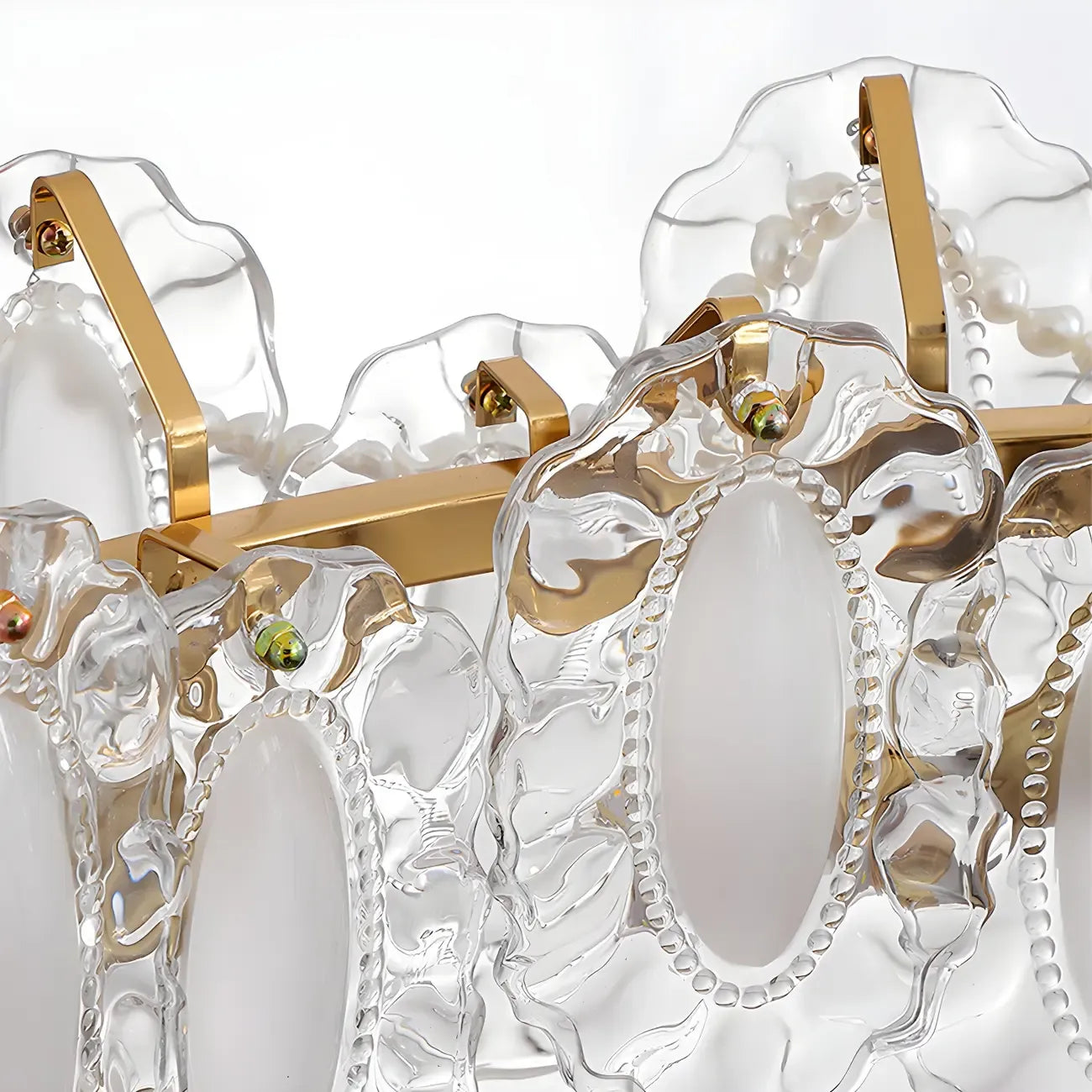 Suspension géométrique en cristal clair pour îlot lumineux