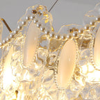 Suspension géométrique en cristal clair pour îlot lumineux