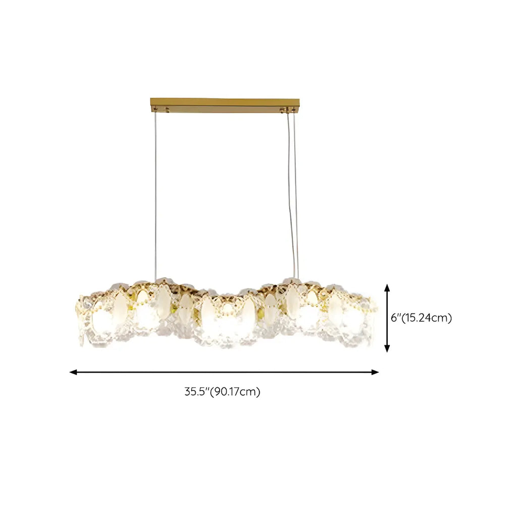 Suspension géométrique en cristal clair pour îlot lumineux