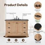 Meuble-lavabo Hervas avec plateau en marbre naturel, sans miroir.