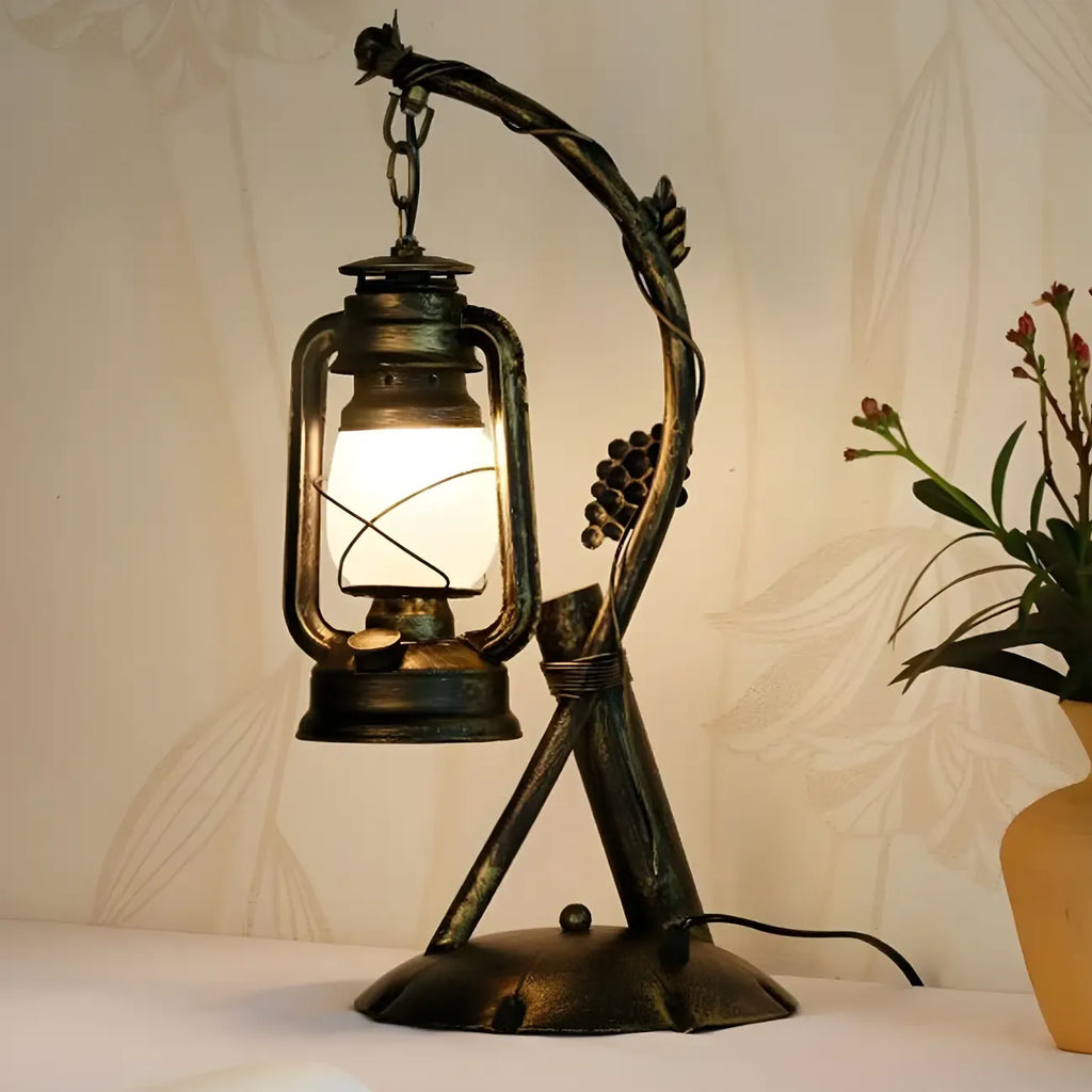 Lampe de table HomeyFad style industriel rustique en métal bronze et laiton