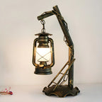 Lampe de table HomeyFad style industriel rustique en métal bronze et laiton