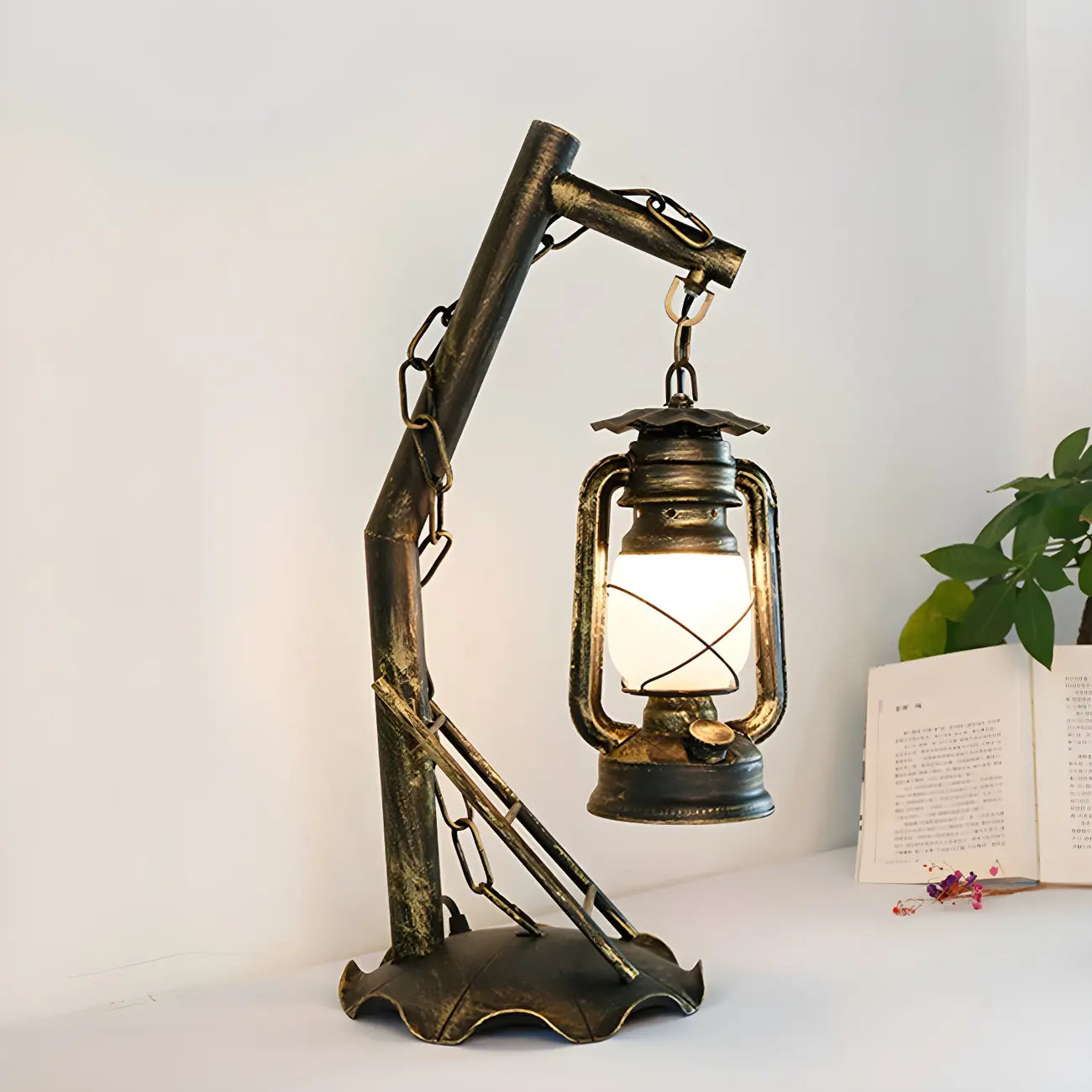 Lampe de table HomeyFad style industriel rustique en métal bronze et laiton