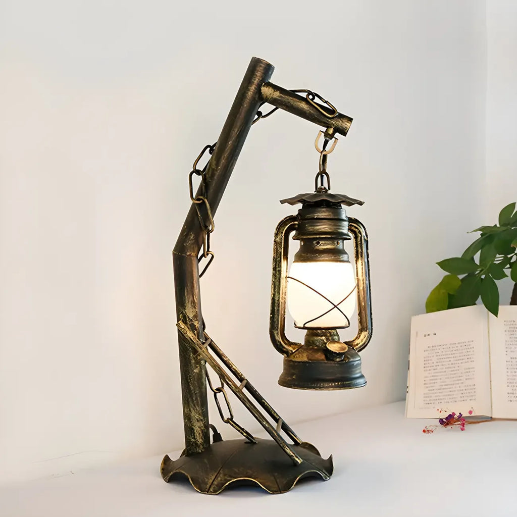 Lampe de table HomeyFad style industriel rustique en métal bronze et laiton