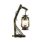 Lampe de table HomeyFad style industriel rustique en métal bronze et laiton