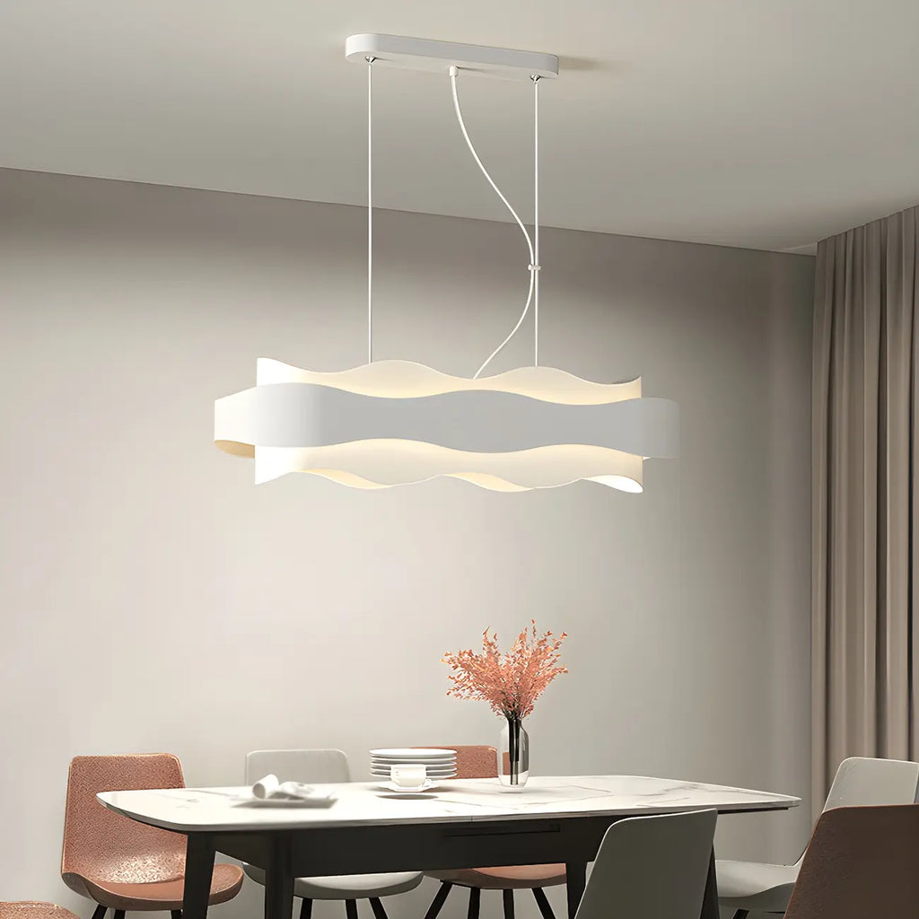Suspension moderne en métal blanc ondulé pour la cuisine