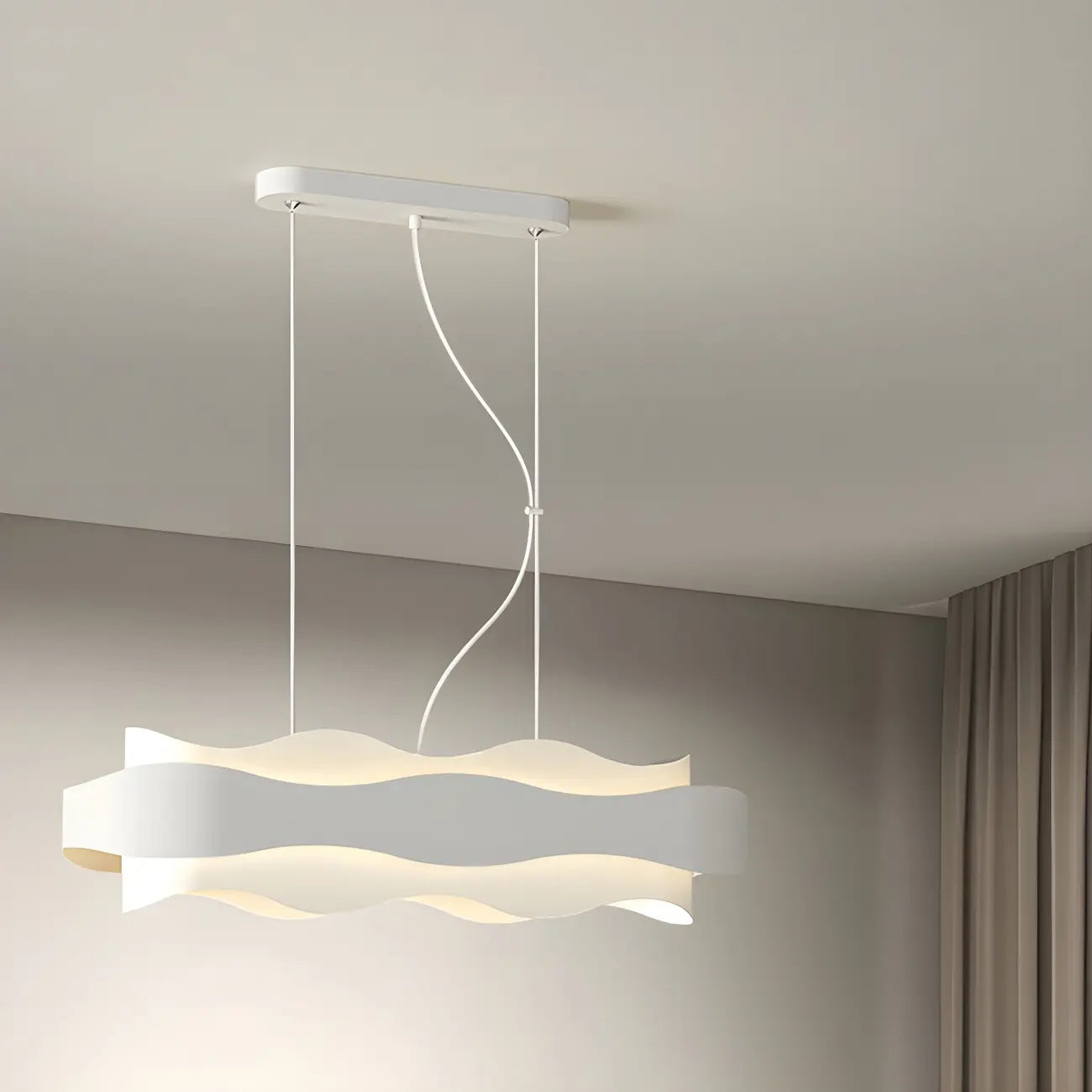 Suspension moderne en métal blanc ondulé pour la cuisine