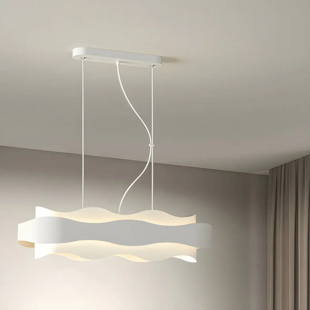 Suspension moderne en métal blanc ondulé pour la cuisine