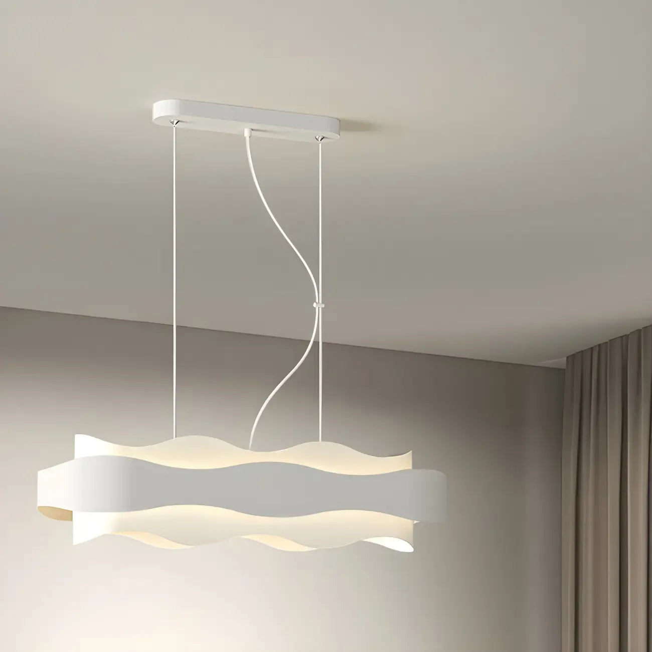 Suspension moderne en métal blanc ondulé pour la cuisine
