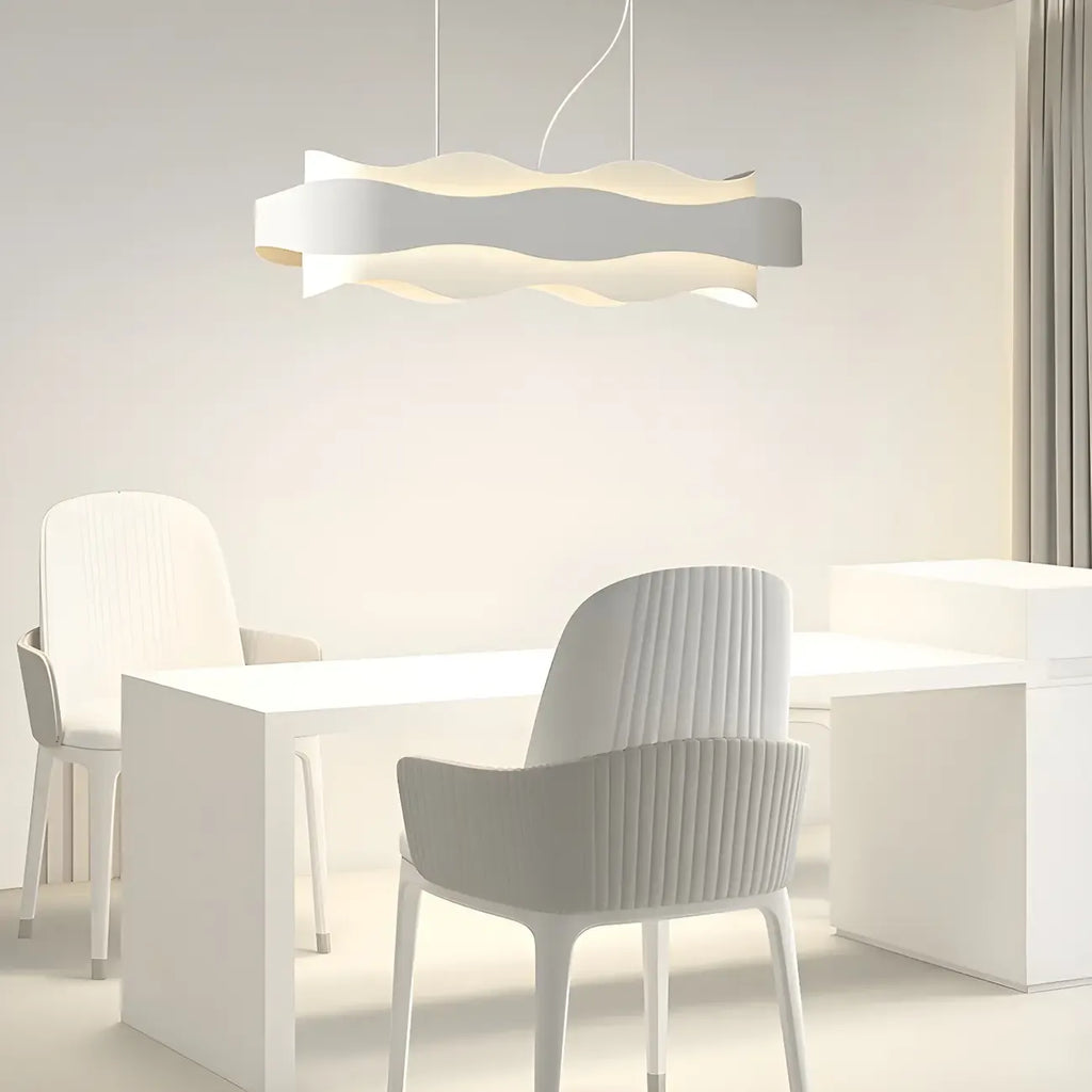 Suspension moderne en métal blanc ondulé pour la cuisine